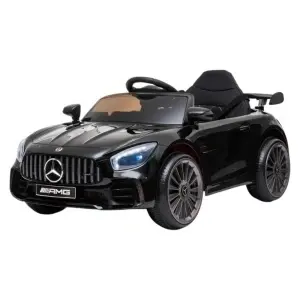 Masinuta Electrica cu acumulator pentru copii NOVOKIDS™ Mercedes AMG GTR , Roti din Cauciuc EVA, 3-8 ani , usi cu deschidere , Baterie12V, 2 Viteze, lungime 120 cm, 2 motoare 550 W, Negru