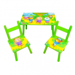 Masuta-copii-din-MDF-cu-doua-scaune-Novokids-My-first-table-dimensiuni-59X39X40-suprafata-lucioasa-Verde