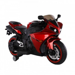 Motocicleta Electrica cu Acumulator Pentru Copii NOVOKIDS™ Aspen Premium Motor, 3-6 ani, max 30 kg, Cu Melodii si Lumini Frontale, MP3 , Roti ajutatoare, Rosu