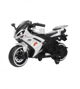 Motocicleta Electrica cu Acumulator Pentru Copii NOVOKIDS™ Storm Motor Duo GTX, Cu melodii si lumini, 12V, Max 30 kg, Trotineta Electrica, Roti ajutatoare, Mers cu spatele, Alb