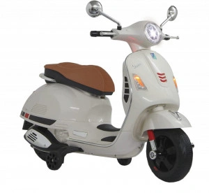 Motocicleta Electrica cu Acumulator Pentru Copii NOVOKIDS™ Vespa Classic Scooter, Pornire la cheie, Lungime 102 cm, 3-8 ani, Max 30 kg, Alb