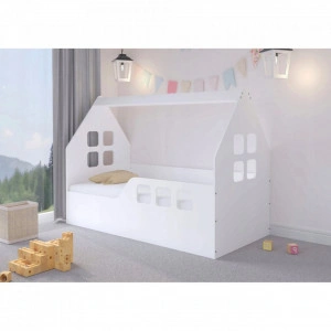 Pat-tip-casuta-pentru-copii-NOVOKIDS-Magic-Little-House-140x70-CM-Set-cu-Saltea-din-Spuma-MATSEN-10-CM-Inclusa-Pal-18-mm-Margini-anti-lovire-Protectie-Laterala-cu-montare-universala-Alb_2