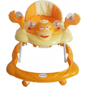 Premergator Reglabil in 3 Trepte Baby Care™ , Ratusca, Pliabil, 8 Roti,Cu Melodii, Galben