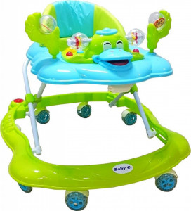 Premergator-reglabil-in-3-trepte-NOVOKIDS-Baby-C-cu-melodii-roti-silentioase-din-silicon-Ratusca-Pliabil-Verde-Turquoise