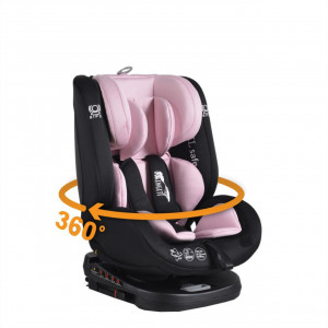 Scaun-Auto-cu-Isofix-NOVOKIDS-Serengenti-Deluxe-Rotire-360-grade-0-36-kg-Tetiera-reglabila-pe-inaltime-Centura-5-puncte-Pernuta-masina-ursulet-Roz