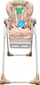 Scaun-de-masa-pentru-copii-si-bebe-Baby-Care-CC-reglabil-in-3-trepte-Pliabil-Centura-de-siguranta-Sezut-comfortabil-Masuta-detasabila-Pozitie-somn-Cosulet-de-depozitare-Model-Ursulet-Crem