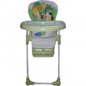 Scaun de masa pentru copii si bebe Baby Care™ reglabil in 3 trepte,pliabil, centura de siguranta, sezut comfortabil, masuta detasabila, functie scoica, Verde