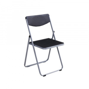 Scaun pliabil pentru living, bucatarie si camping HouseXL™ Black Folding Chair 3300, Dimensiuni 45X43X83 cm, Design ergonomic, Picioare metalice, Negru