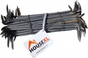 Set 100 de scoabe din fier striat HouseXL™, Lungime 300 mm, Grosime 8 mm, Pentru prinderea si fixarea lemnului, Rezistenta si duritate mare, Natur