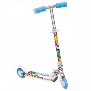Trotineta copii cu roti din silicon NOVOKIDS™ Mania , 2 roti,pliabila, maner reglabil pe inaltime,maxim 20 kg, roti silicon,frana picior, design modern, Albastru Graffiti