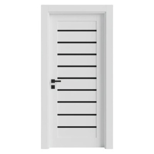 Usa Interior din MDF Novo Doors NDM03 LUX PREMIUM, Cadru din Lemn Masiv, Insertii imitatie sticla, KIT COMPLET, Toc Reglabil de 10 CM INCLUS, Plinta pe Ambele Parti