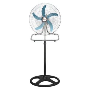 Ventilator 3 in 1(cu picior, de perete, de podea) cu 3 trepte de viteza HouseXL® Storm, putere mare, 55W, motor silentios, diametru 18", 45 de centimetri, Negru cu Albastru