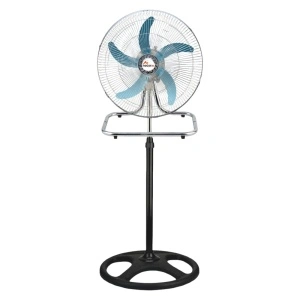 Ventilator 3 in 1(cu picior, de perete, de podea) cu 3 trepte de viteza HouseXL® Storm, putere mare, 55W, motor silentios, diametru 18", 45 de centimetri, Negru cu Albastru