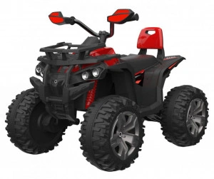 ATV Electric cu acumulator pentru copii NOVOKIDS™ Majestic Quad PRO, Cu melodii si lumini, Lungime 103 cm, Max 30 kg, 12V, 2 motoare, Negru cu Rosu