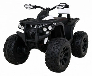ATV Electric cu acumulator pentru copii NOVOKIDS™ PowerQuad PRO , Cu melodii si lumini, Lungime 103 cm, 3-8 ani , Max 35 kg , Roti EVA, 12V, 4 motoare, Negru cu Alb