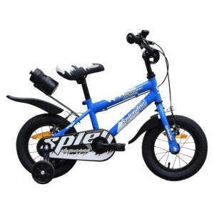 Bicicleta pentru copii NOVOKIDS™ Splend'Or Boom PRO Edition, Cu bidon pentru apa, Roti 12" inch, Maxim 50 kg, Cadru din otel, Roti ajutatoare detasabile, Ghidon reglabil pe inaltime, Albastru - Img 2