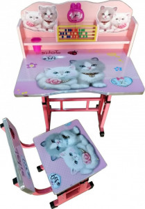 Birou-copii-din-MDF-cu-jucarii-interactive-Novokids-My-first-desk-Dimensiuni-68X43X65-Cadru-metalic-masuta-copii-Model-Pisicute-Roz