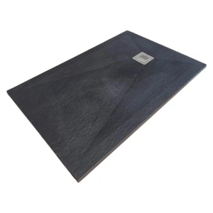 Cadita Dus Rectangulara HouseXL StoneCore Premium 120x80 cm / 140x80 cm, Compozit Granit, Sifon Metalic Inclus