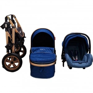 Carucior-nou-nascuti-3-in-1-Baby-Care-PRO-530-Cu-geanta-bebe-Cadru-Aluminiu-Amortizoare-Roti-din-cauciuc-plin-AVE-Landou-Scoica-auto-Spatar-reglabil-3-trepte-Plasa-insecte-Albastru-cu-Carouri