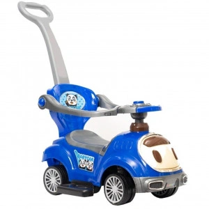 Masinuta copii si bebe NOVOKIDS™ BabyCar, Cu melodii si lumini, Maner de impins pentru parinti detasabil, Functie trotineta fara pedale, Pentru interior si exterior, Albastru