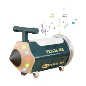 Masinuta cu Functie de Trotineta Fara Pedale Pentru Copii NOVOKIDS™ My First Pencil Car, Cu Melodii si lumini, Maxim 25 Kg, Roti cu rotire 360 grade, Sezut cu depozitare, Albastru Turcoaz