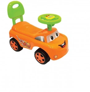 Masinuta cu Functie de Trotineta Fara Pedale Pentru Copii NOVOKIDS™ DREAM CAR, Maxim 25 Kg, Cu Sunete, Spatar de Protectie si Volan, PORTOCALIU