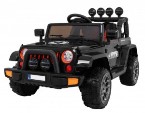 Masinuta Electrica cu acumulator pentru copii NOVOKIDS™ Full Time Jeep 4X4 PRO, Max 30 kg, 3-8 ani , Cu melodii si lumini ,12V, 2 Viteze, 4 motoare, Negru
