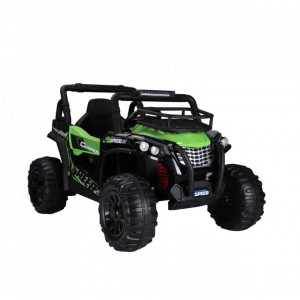 Masinuta Electrica cu acumulator pentru copii NOVOKIDS™ Speed Champion Buggy , Cu faruri luminoase, Usi cu deschidere, Telecomanda, 3-8 ani , max 30 kg , Baterie de 12V, Mp3/USB, 2 Viteze, Lungime 118 cm, Model Offroad, Verde