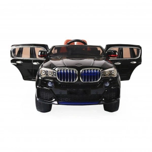 Masinuta Electrica cu Roti din Cauciuc NOVOKIDS™, Display LCD cu Redare MP4 Desene sau Muzica, Scaun de Piele, Model Offroad, Baterie Performanta 12V, 2 Viteze, Negru
