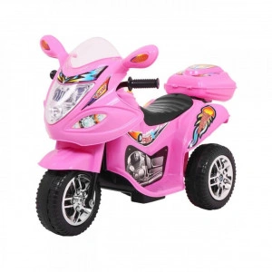 Motocicleta Electrica cu Acumulator Pentru Copii NOVOKIDS™ Moto Classico 88, 3-6 ani, Max 25 kg, Cu Melodii si Lumini, Trotineta Electrica, 3 Roti, Roz
