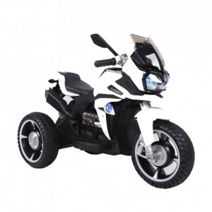 Motocicleta Electrica cu Acumulator Pentru Copii NOVOKIDS™ Ontario Motor, 3-8 ani, max 30 kg, Cu USB, Sunete si Lumini LED, Pornire cu cheie, 3 Roti, Mers cu spatele, Alb