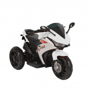 Motocicleta Electrica cu Acumulator Pentru Copii NOVOKIDS™ Speed Hurricane R3, 2-6 ani, Max 30 kg, Cu Sunete si Lumini LED, Trotineta Electrica, 3 Roti, Mers cu spatele, Alb