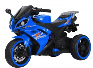 Motocicleta Electrica cu Acumulator Pentru Copii NOVOKIDS™ Storm Motor Trio GTX, Cu melodii si lumini, 12V, Max 30 kg, Trotineta Electrica, 3 Roti, Mers cu spatele, Albastru