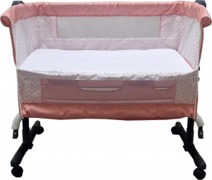 Patut-copii-transformabil-in-balansoar-bebe-Baby-Care-Co-Sleeper-Cu-plasa-insecte-si-cosulet-depozitare-Design-modern-4-roti-cu-frana-Dimensiuni-85X95X50-cm-Saltea-inclusa-Cadru-aluminiu-Roz_2