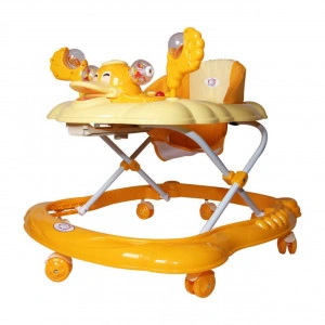 Premergator-Reglabil-in-3-Trepte-Baby-Care-Ratusca-Pliabil-8-Roti-Cu-Melodii-Galben