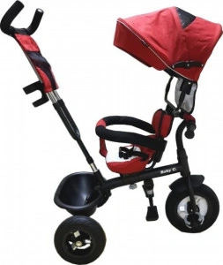 Tricicleta-cu-copertina-NOVOKIDS-Baby-C-roti-din-cauciuc-frana-si-maner-pentru-parinti-cadru-metalic-Bordeaux_1