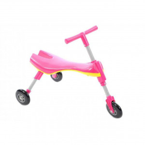 Tricicleta pliabila pentru copii Kids™ Scuttle Bug, cadru metalic, 3 roti din silicon, stabilitate mare, ROZ