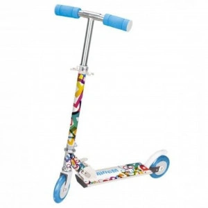 Trotineta-copii-cu-roti-din-silicon-NOVOKIDS-Mania-2-roti-pliabila-maner-reglabil-pe-inaltime-maxim-20-kg-roti-silicon-frana-picior-design-modern-Albastru-Graffiti