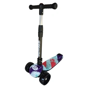 Trotineta copii cu roti luminoase din silicon NOVOKIDS™ Mini Scooter 8150, Cu melodii si lumini, 3 roti, Pliabila, Maner reglabil pe inaltime, Maxim 50 kg, Design modern, Multicolor