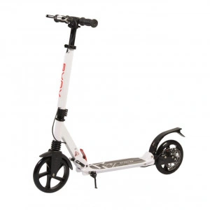 Trotineta din aluminiu cu frana pe disc NOVOKIDS™ Plexus Street Challenger, maxim 100 kg, Franare dubla, Suspensie dubla, Diametru roata 200 mm, Alb