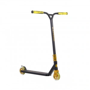 Trotineta Freestyle NOVOKIDS™ Xpose Stunter PRO, Maner 57 cm latime, Max 100 kg, Frana picior, Cadru si roti aluminiu, Diametru roata 110 mm, Portocaliu Gold