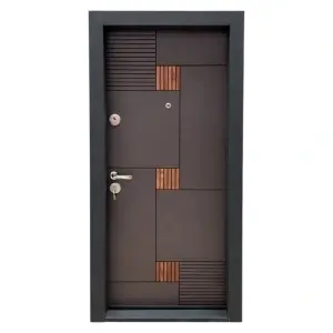 Usa metalica de apartament cu izolatie si vizor Novo Doors First Class NDS06, Deschidere Stanga Dreapta, Dimensiune 200X88 cm, Tabla 12 mm, Kit complet, Gri antracit cu insertie Stejar