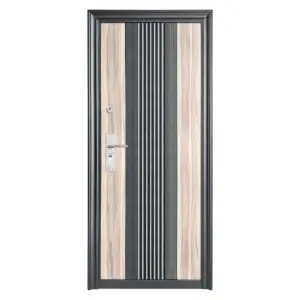 Usa metalica de exterior Novo Doors ND45, de culoare Gri Antracit cu Stejar deschis, cu deschidere pe Dreapta