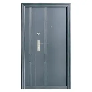Usa metalica dubla de exterior cu izolatie si vizor Novo Doors ND43D, Deschidere Stanga Dreapta, Dimensiune 120x200 cm, Tabla 0.7 mm, pentru case, Gri antracit