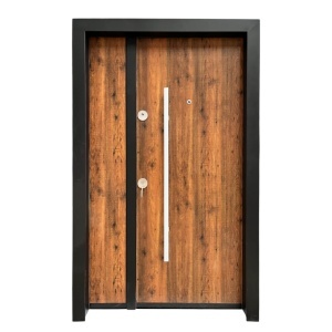 Usa metalica dubla de exterior Novo Doors NDS1200 de culoare Stejar Auriu cu deschidere pe Dreapta