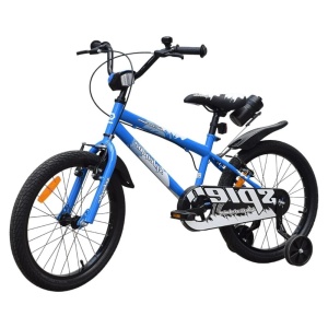 Bicicleta pentru copii NOVOKIDS™ Splend'Or Boom PRO Edition, Cu bidon pentru apa, Roti 20" inch, Maxim 50 kg, Cadru din otel, Roti ajutatoare detasabile, Ghidon reglabil pe inaltime, Albastru - Img 3