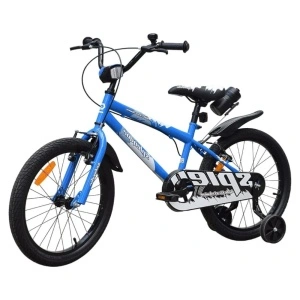 Bicicleta pentru copii NOVOKIDS™ Splend'Or Boom PRO Edition, Cu bidon pentru apa, Roti 20" inch, Maxim 50 kg, Cadru din otel, Roti ajutatoare detasabile, Ghidon reglabil pe inaltime, Albastru - Img 3