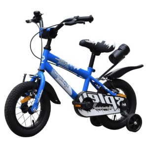 Bicicleta pentru copii NOVOKIDS™ Splend'Or Boom PRO Edition, Cu bidon pentru apa, Roti 12" inch, Maxim 50 kg, Cadru din otel, Roti ajutatoare detasabile, Ghidon reglabil pe inaltime, Albastru - Img 3
