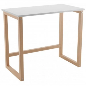 Birou pliabil pentru copii Novokids™ My first Computer desk, Picioare din lemn masiv, Dimensiuni 75x50x90 cm, Pentru laptop si Computer, Natur cu Alb