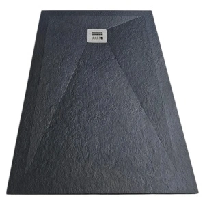 Cadita de dus HouseXL StoneCore Premium, 120x80 cm din compozit granit, cu sifon metalic inclus, Negru mat_2